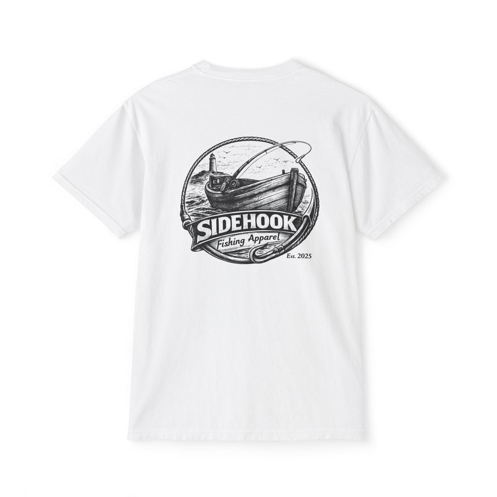 Fishing Pocket T‑Shirt — 'SIDEHOOK' Vintage Boat Logo