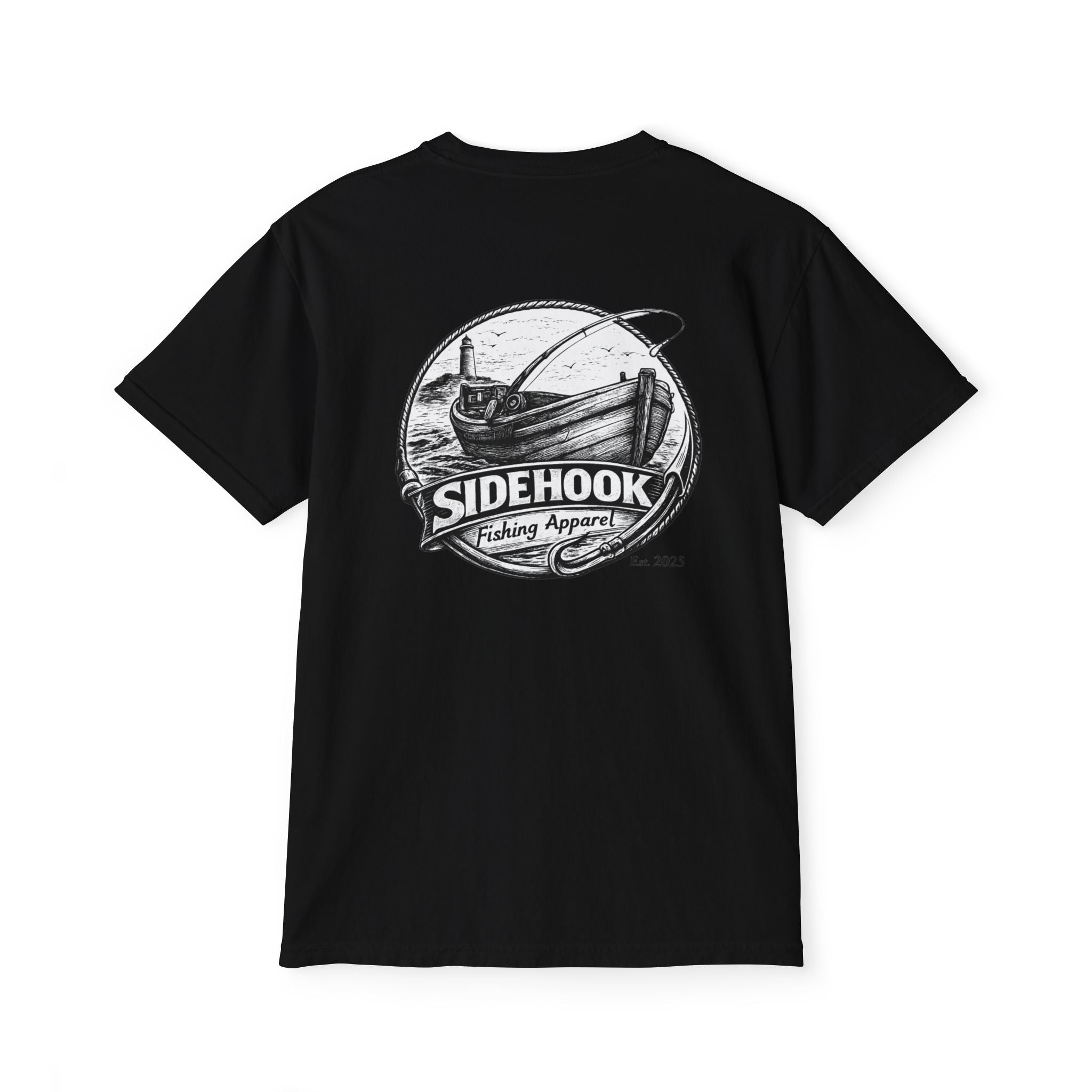 Fishing Pocket T‑Shirt — 'SIDEHOOK' Vintage Boat Logo